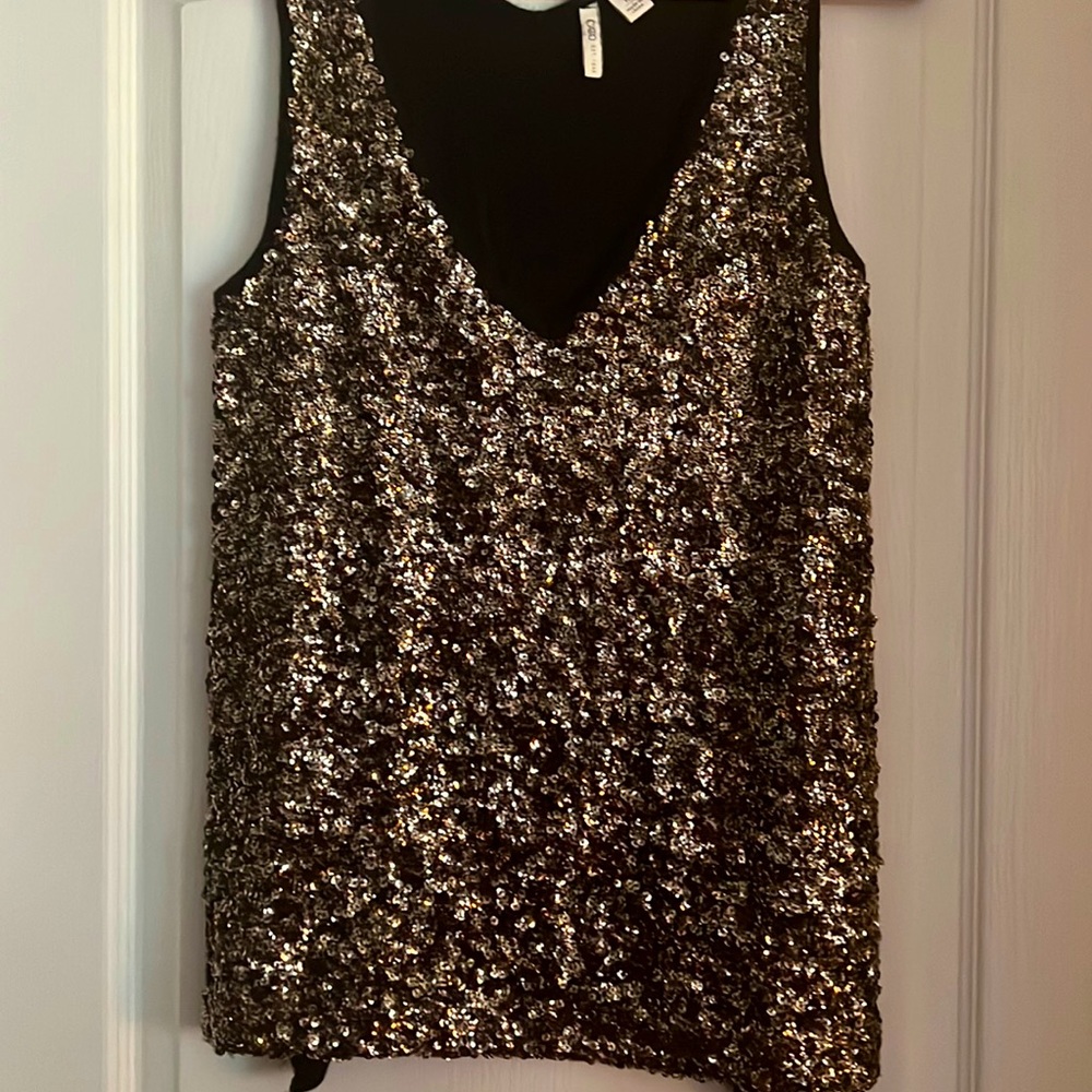 Gold sequined, sleeveless top
